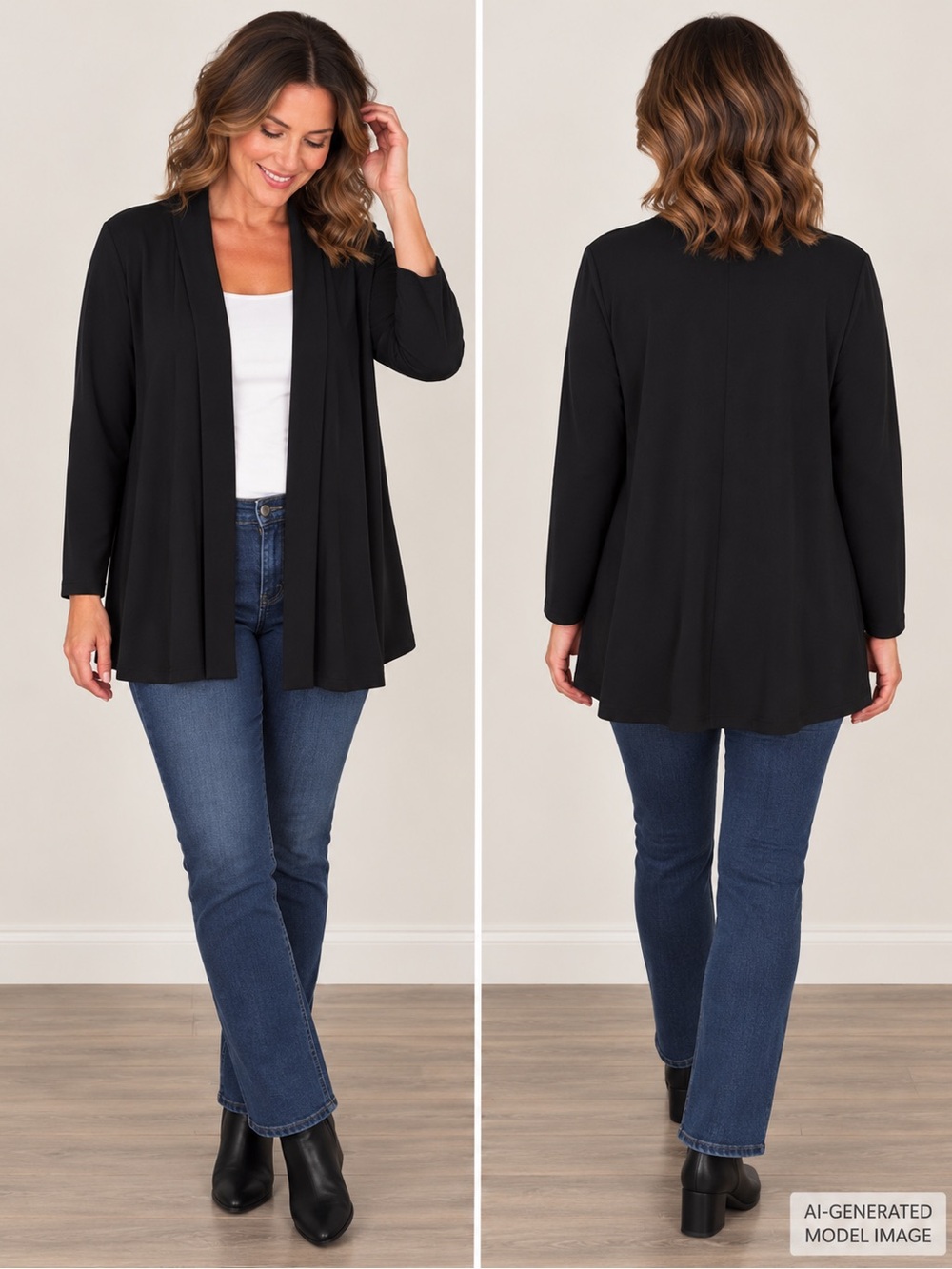 L.L. Bean Women's Open-Front Cardigan Jacket in Black